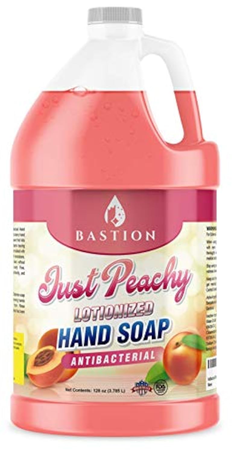 Bastion Hand Soap Antimicrobial Just Peachy Luxurious Lotionized Hand Wash One Gallon (128 Oz.) Refill Jug. Made in The USA - Image 1